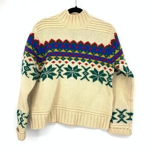 Vintage Limited Wool Pullover Sweater Womens Sz Small Fair Isle Print Mock Neck